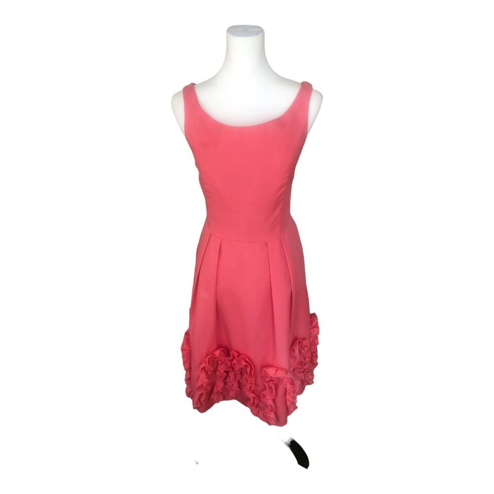 Rare Priscilla of Boston sz 14 Salmon Pink Cocktail Party Ruffle Dress‎ Cotton